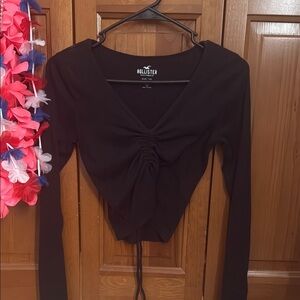 Hollister Black Ruched Tie Front Blouse